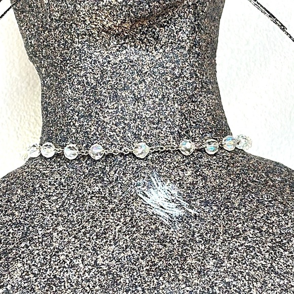 Vintage 60s Aurora Borealis Glass Beaded Choker • Sparkling Prom Necklace • 13” - Picture 7 of 10